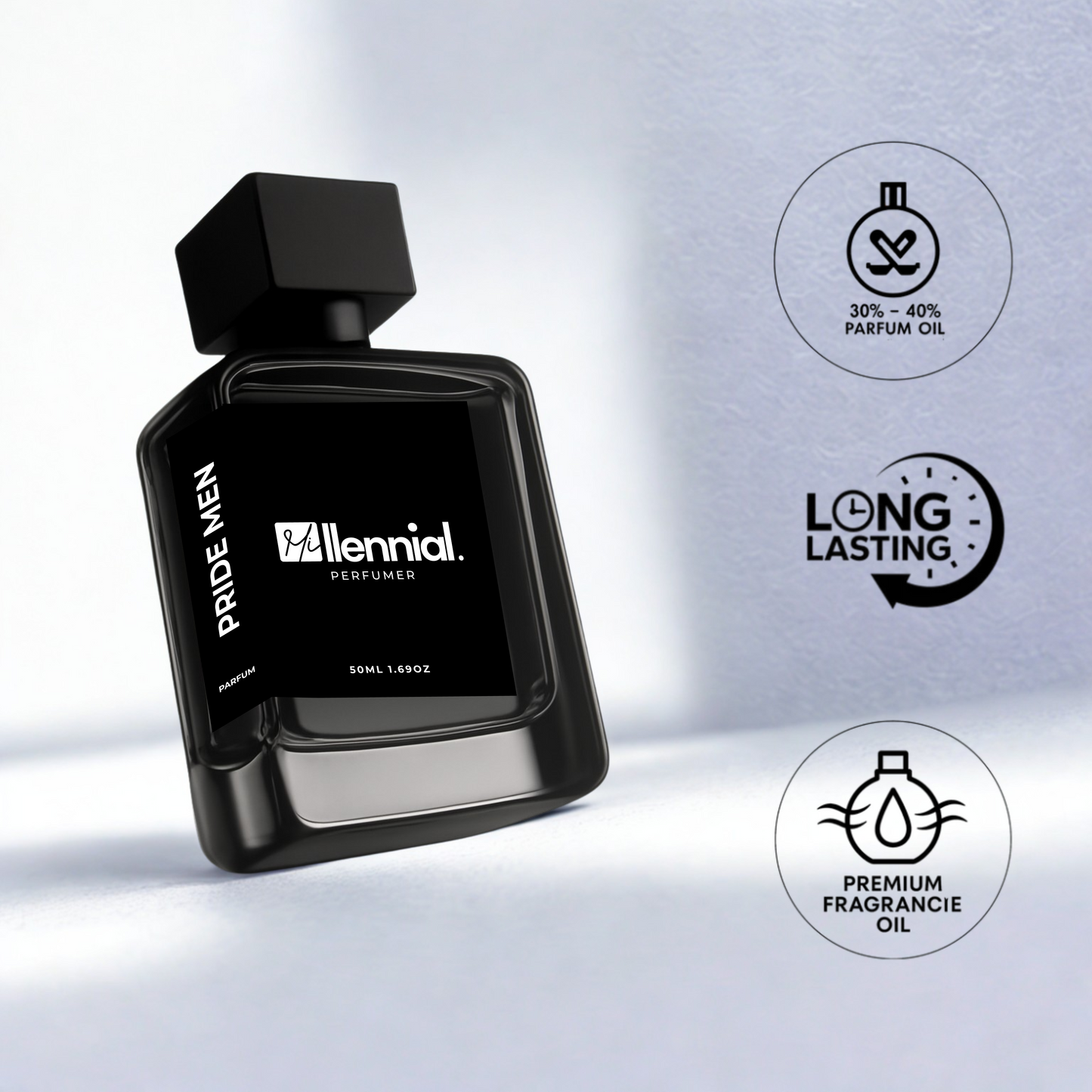 Millennial Perfumer™ – Pride Men | Pradaa L’Hommee (Profile Match) | Powdery Woody Fragrance for Men | Timeless & Elegant Scent, 50ml