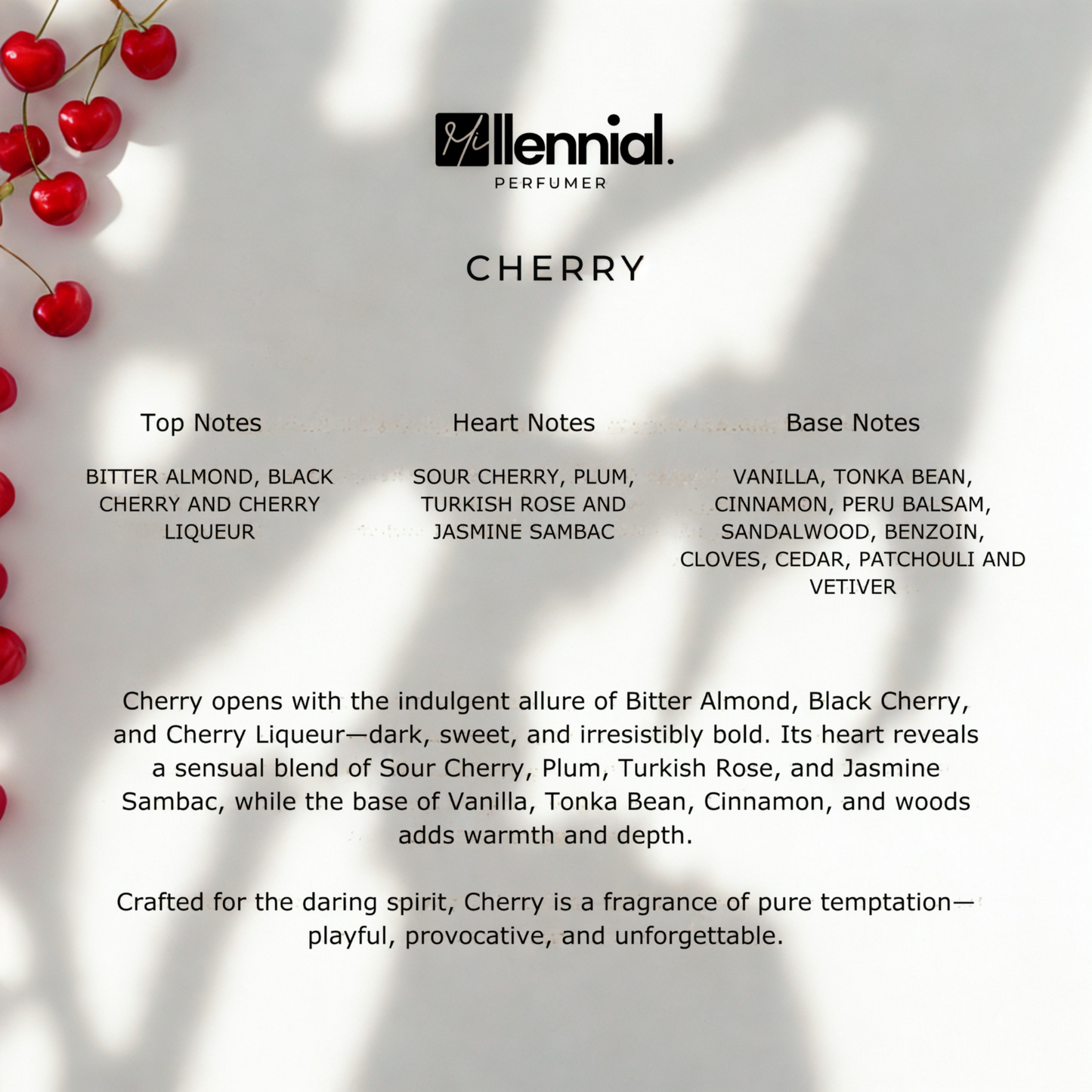 Millennial Perfumer™ – Cherry | TFs Lost Cherry (Profile Match) | Fruity Gourmand Woody Fragrance for Men & Women | Rich & Long-Lasting Scent, 50ml