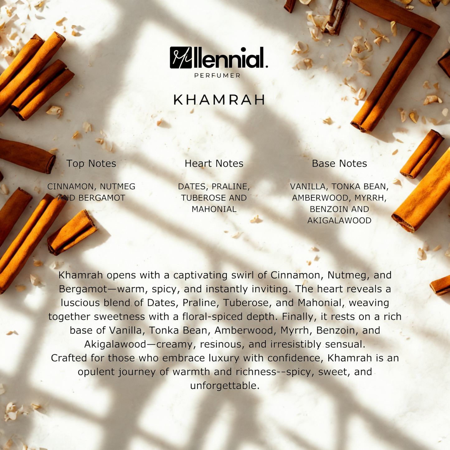 Millennial Perfumer™ – Khamrah | Lattaafaa Khaamrah (Profile Match) | Warm Spicy Gourmand Fragrance for Men & Women | Rich & Long-Lasting Scent, 50ml