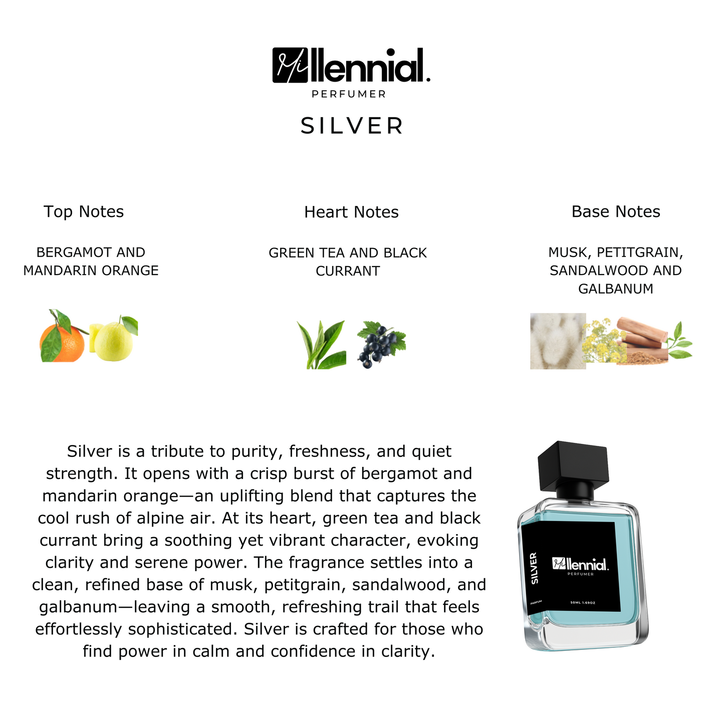 Millennial Perfumer™ – Silver | Creeed Sillver Mounntain Water (Profile Match) | Fresh Citrus & Green Tea Fragrance