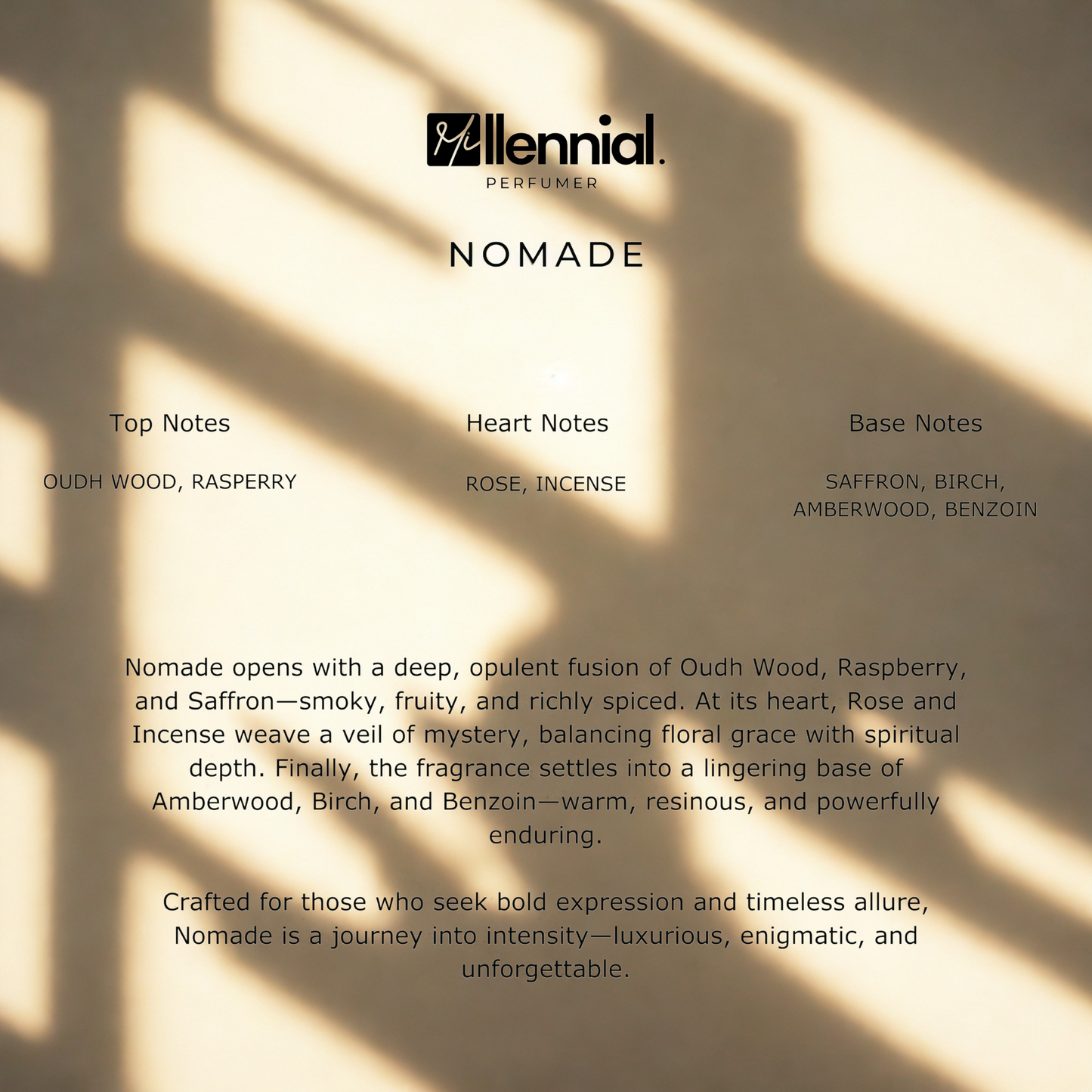 Millennial Perfumer™ – Nomade | Louiee Vittton Ombri Nomade (Profile Match) | Deep Resinous, Smoky & Woody Fragrance