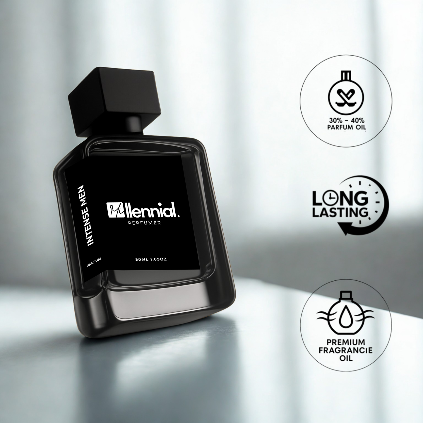 Millennial Perfumer™ – Intense Men | Diur Homme Inteense (Profile Match) | Elegant Woody Floral Musk Fragrance for Men | Sophisticated, Warm & Long-Lasting Scent, 50ml