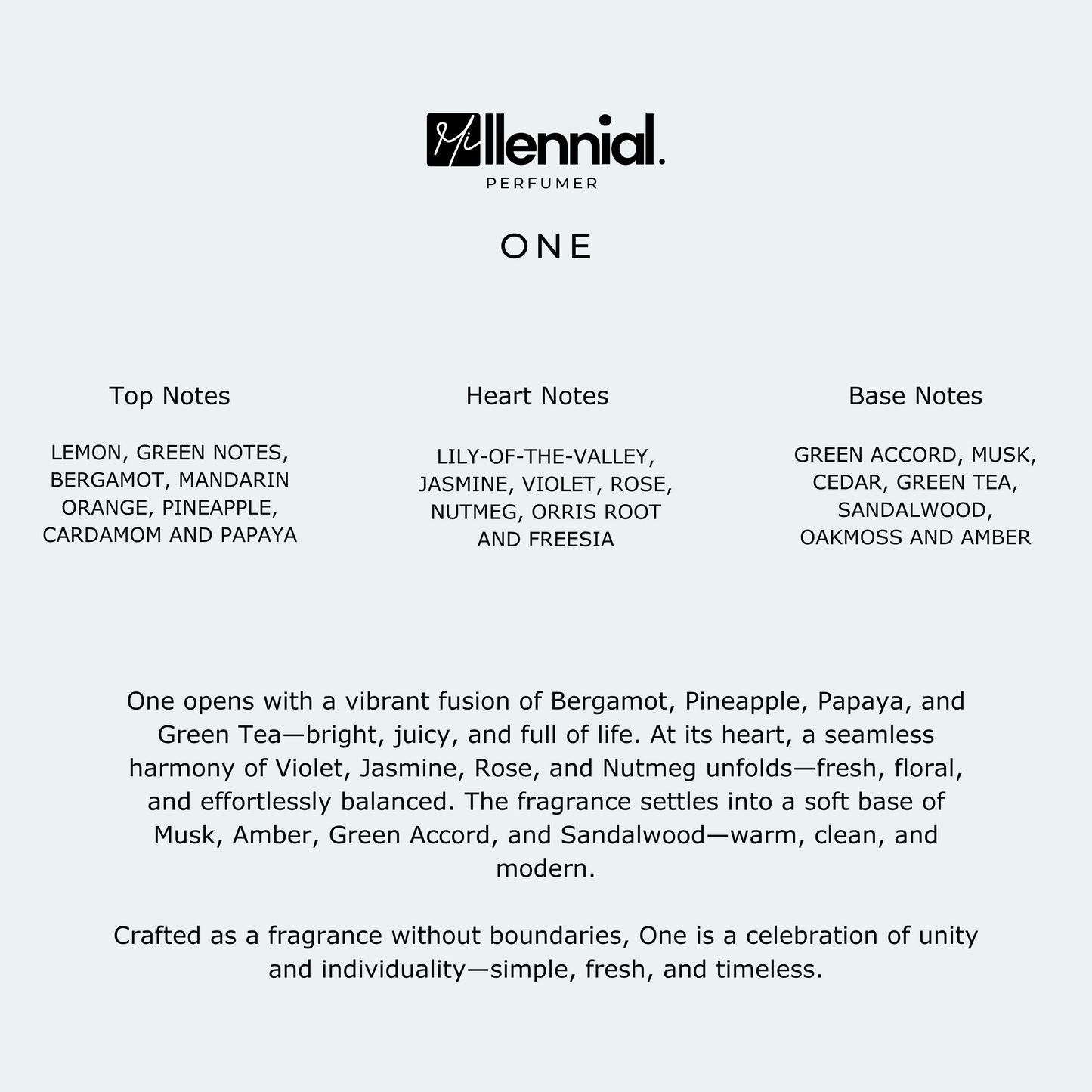 Millennial Perfumer™ – One | CKs One (Profile Match) | Unisex Fresh Citrus Aromatic Fragrance