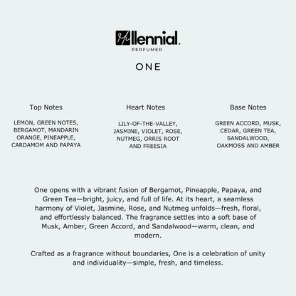 Millennial Perfumer™ – One | CKs One (Profile Match) | Unisex Fresh Citrus Aromatic Fragrance