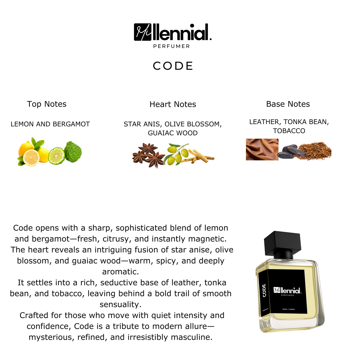 Millennial Perfumer™ – Code | Code by Giorrgio Arrmani (Profile Matches) | Warm, Spicy & Sensual Fragrance with Citrus, Tonka Bean & Leather