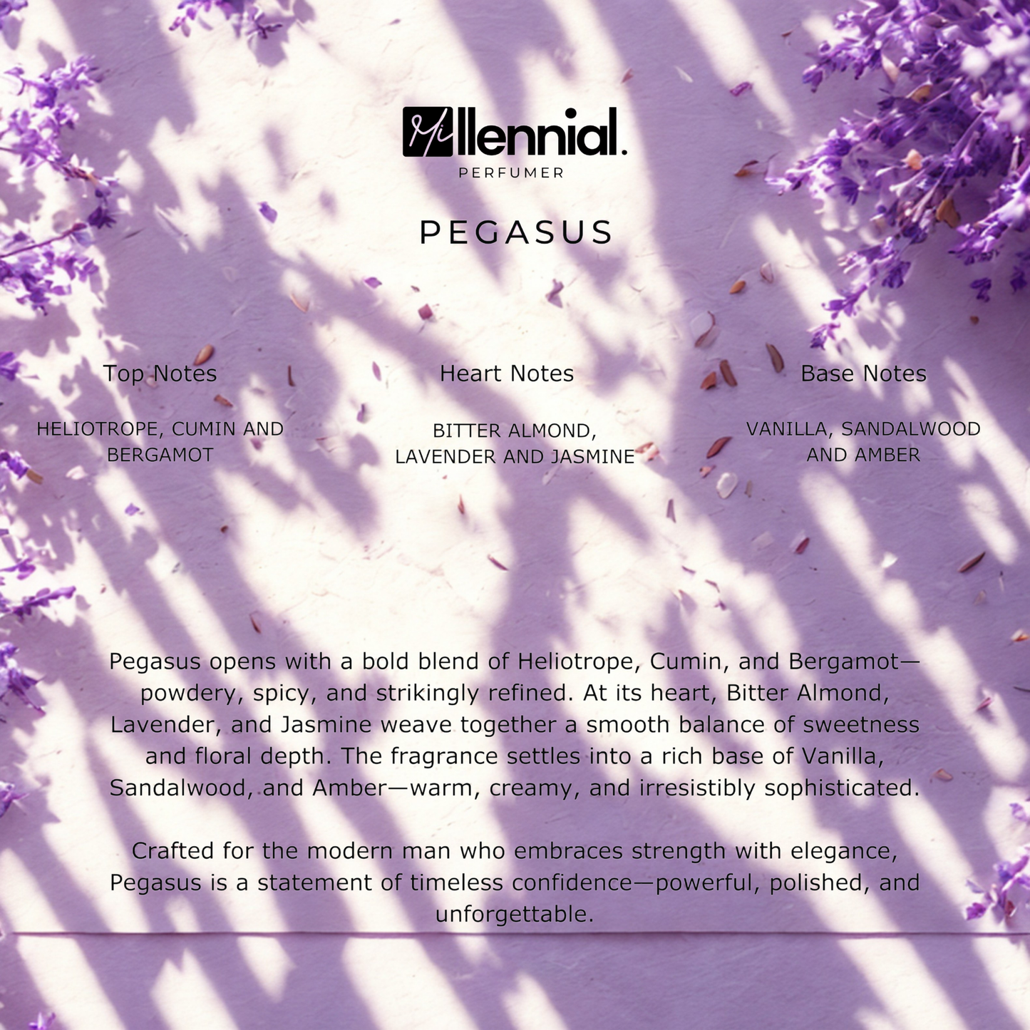 Millennial Perfumer™ – Pegasus | PDM Pegasus Type (Profile Match) | Warm Powdery & Aromatic with Heliotrope Vanilla & Almond | Elegant Masculine Warmth