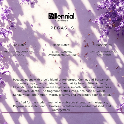 Millennial Perfumer™ – Pegasus | PDM Pegasus Type (Profile Match) | Warm Powdery & Aromatic with Heliotrope Vanilla & Almond | Elegant Masculine Warmth