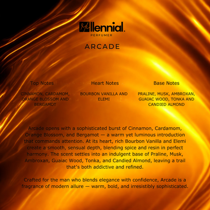 Millennial Perfumer™ – Arcade | PDM's Allthaair (Profile Match) | Luxurious Amber Vanilla Fragrance for Men | Warm, Sensual & Long-Lasting Scent, 50ml