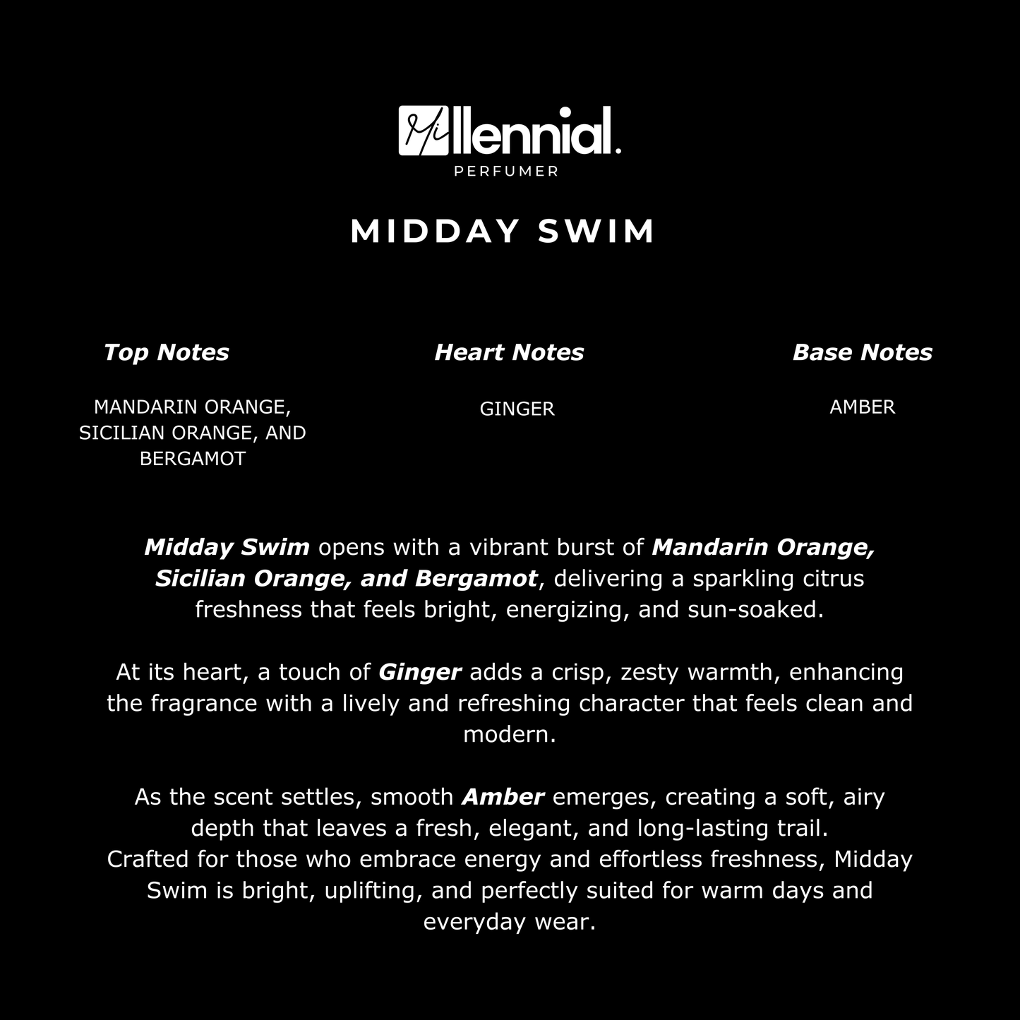 Millennial Perfumer™ – Midday Swim | Louiee Vitton Afternoon Swim Type (Profile Match) | Radiant Citrus & Ocean Fresh | Modern Luxury Expression