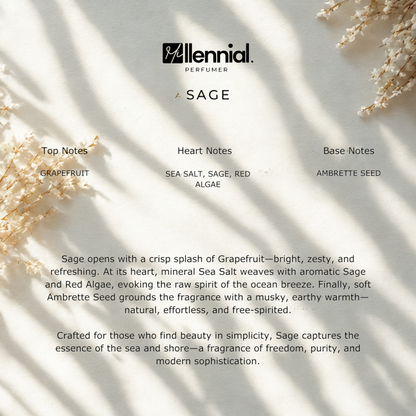 Millennial Perfumer™ – Sage | Jo Maalone Wood Sage & Sea Salt Type (Profile Match) | Fresh Aromatic Woody | Crisp Natural & Long-Lasting