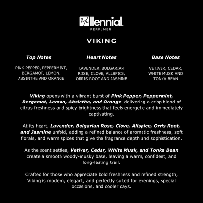 Millennial Perfumer™ – Viking | Creeed Viking Type (Profile Match) | Fresh Citrus, Spicy Aromatics & Woody Musk | Bold Nordic Elegance