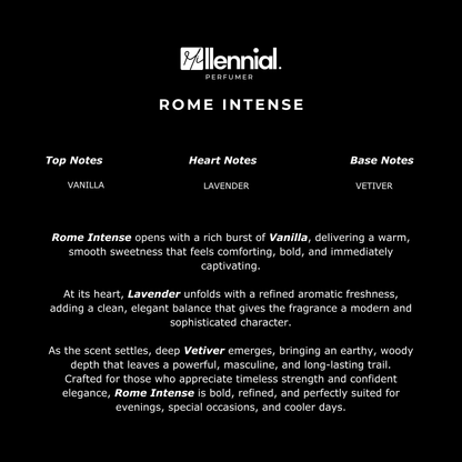 Millennial Perfumer™ – Rome Intense | Valenteeno Uomo Born in Roma Intense Type (Profile Match) | Warm Vanilla, Aromatic Lavender & Deep Vetiver | Bold Modern Elegance