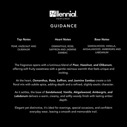 Millennial Perfumer™ – Guidance | Amouuage Guidance Type (Profile Match) | Creamy Pear, Hazelnut & Floral Amber | Elegant Soft-Spicy Signature