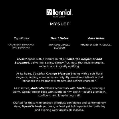 Millennial Perfumer™ – Myself | YSLs Myslf Type (Profile Match) | Bright Bergamot, Radiant Orange Blossom & Smooth Amber Woods | Modern Signature Freshness