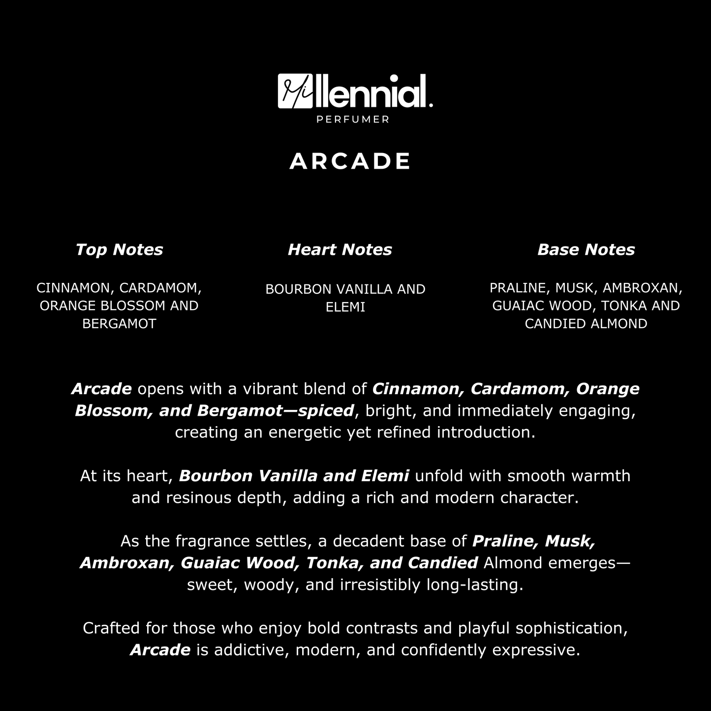 Millennial Perfumer™ – Arcade | PDM's Allthaair (Profile Match) | Luxurious Amber Vanilla Fragrance for Men | Warm, Sensual & Long-Lasting Scent, 50ml