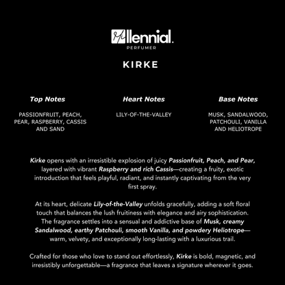Millennial Perfumer™ – Kirke | Tiziiana Tereenzi Kirke Type (Profile Match) | Extrait de Parfum | Exotic Fruity Blend with Passionfruit, Peach, Pear, Musk & Vanilla | Long-Lasting Luxurious Unisex Fragrance, 50ml