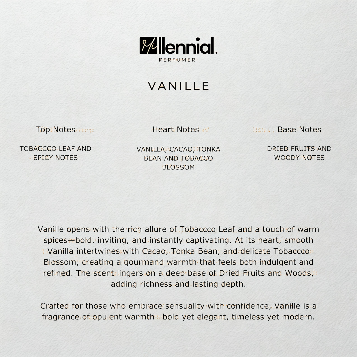 Millennial Perfumer™ – Vanille | TF's Tobacco Vanille Type (Profile Match) | Warm Sweet & Tobacco-Rich | Cosy Luxury Unisex Warmth