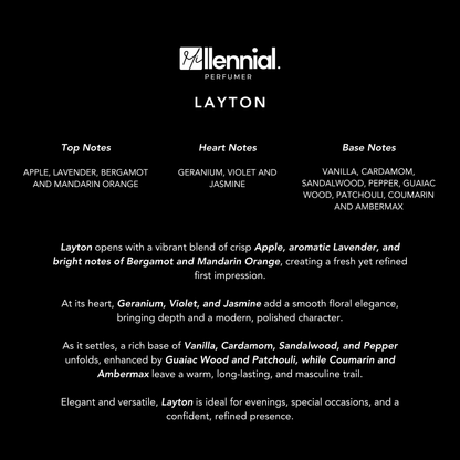 Millennial Perfumer™ – Layton | PDM's Layton Type (Profile Match) | Fresh Apple, Aromatic Lavender & Creamy Vanilla Woods | Elegant Signature Warmth
