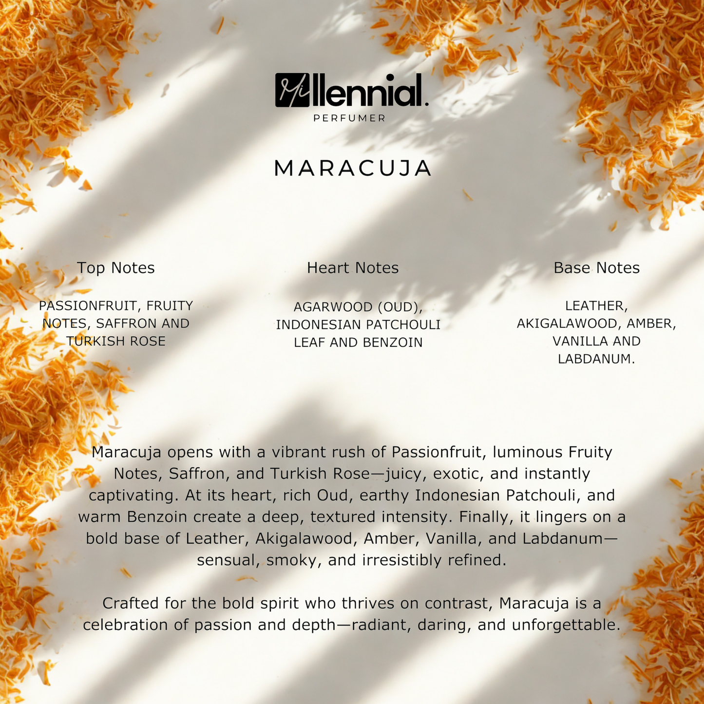 Millennial Perfumer™ – Maracuja | Maisson Criveelli’s Oud Maracuja Type (Profile Matches) | Exotic, Leathery & Addictive – Passionfruit, Oud & Amber Warmth
