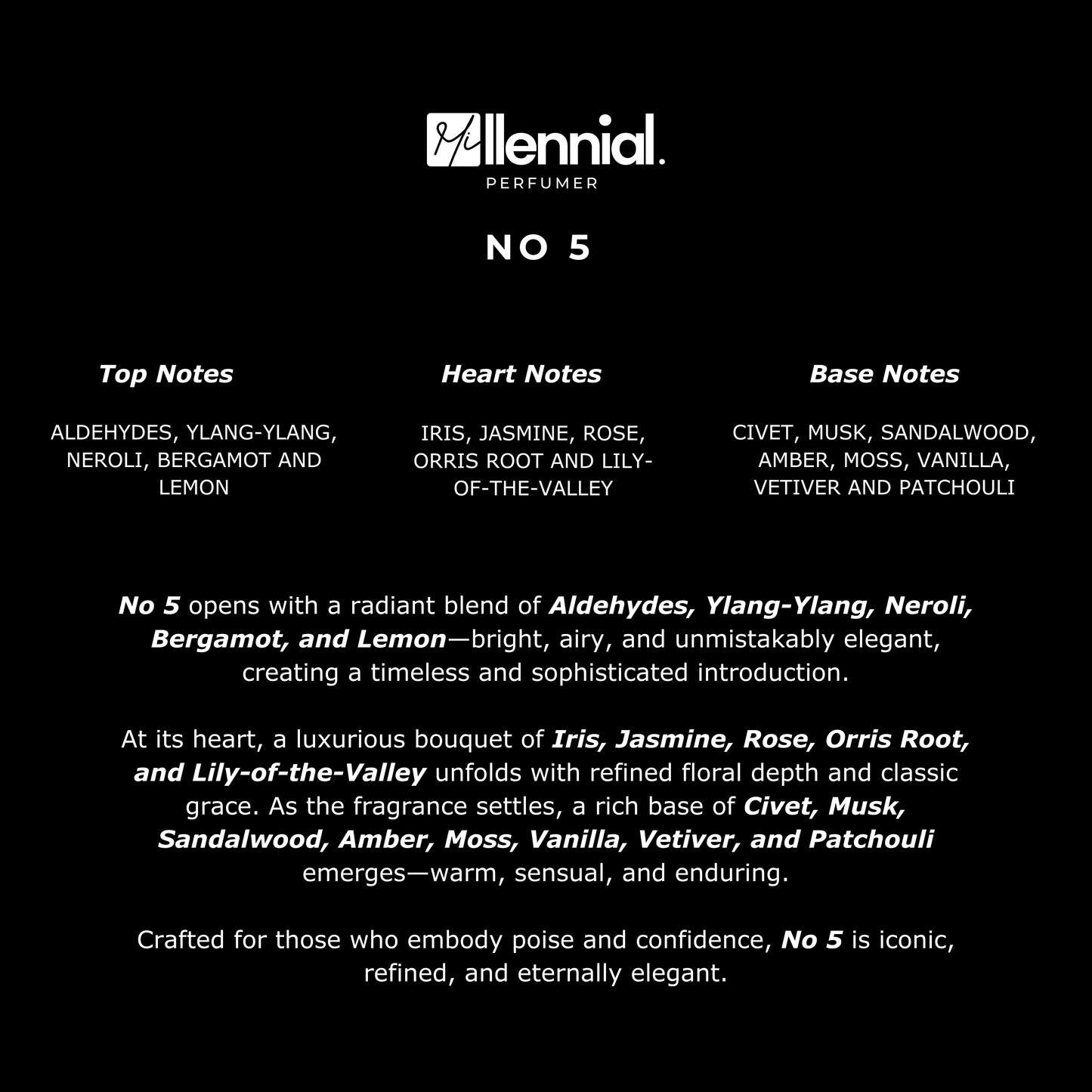 Millennial Perfumer™ – No 5 | Channel No 5 (Profile Matches) | Timeless Luxury Perfume | Long-Lasting Unisex Scent, 50ml